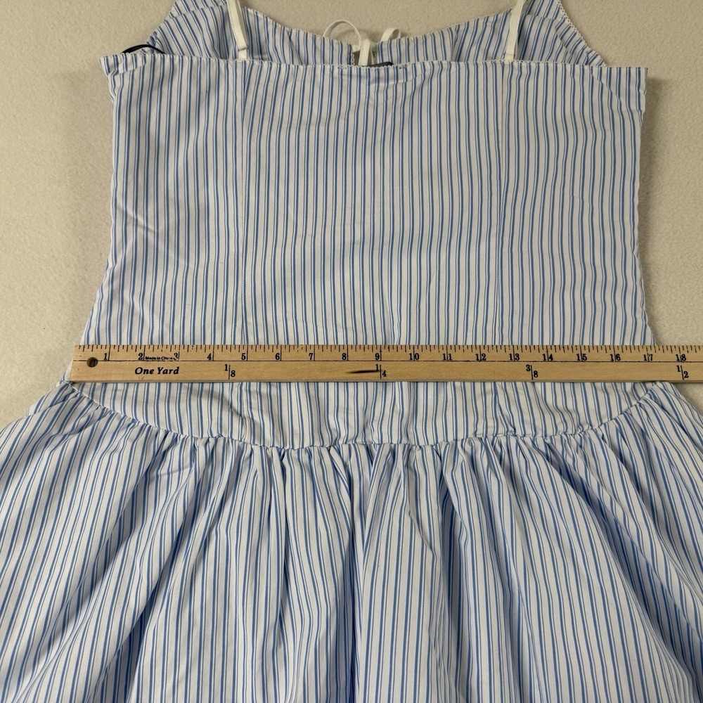 Womens Dress Mini Corset Milkmaid Style Size XL Stripes Nautical Slip Blue Bow - Picture 9 of 11